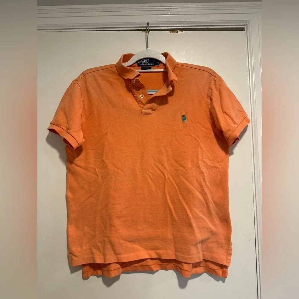 Vintage 90s Mens Size: M Classic Cotton Polo Ralph Lauren Shirt Orange
